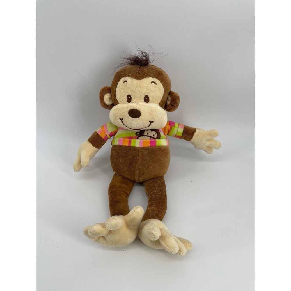 Kellytoy Monkey Plush Toy 18" Stuffed Animal Brown Striped Shirt Cute Soft‎